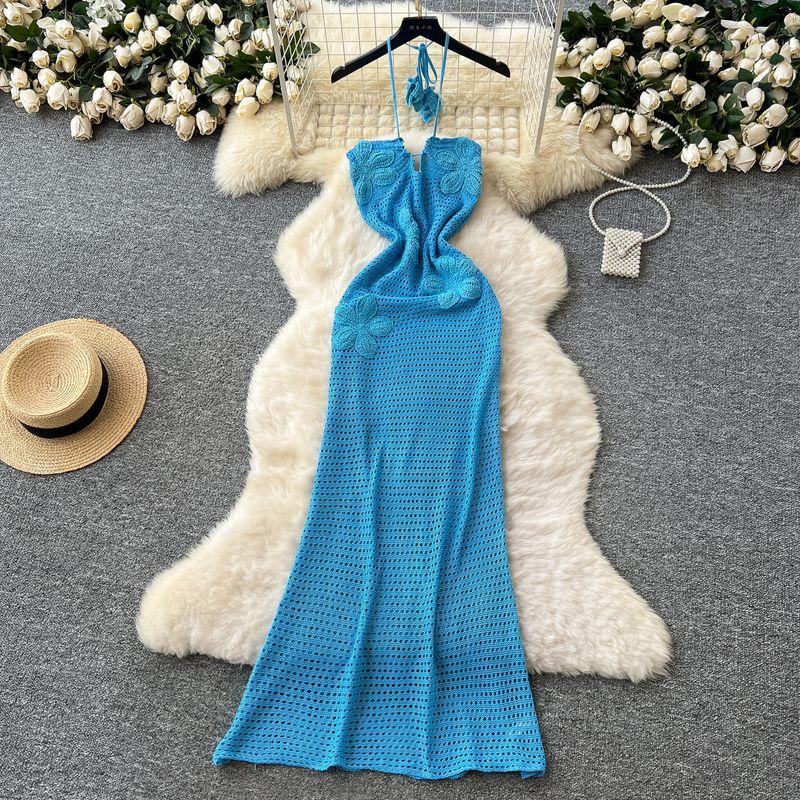 Pure Desire Sexy Hanging Neck Sling Hollow Embroidery Knitted dress Women Summer Seaside Holiday Style Beach Strapless Dress Blue M
Pure Desire Sexy Hanging Neck Sling Hollow Embroidery Knitted dress Women Summer Seaside Holiday Style Beach Strapless Dress Blue M