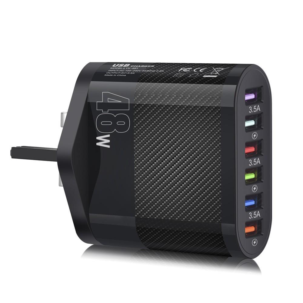 6-Port USB Travel Charger with European, American, British, and Korean Plug Compatibility
6-Port USB Travel Charger with European, American, British, and Korean Plug Compatibility