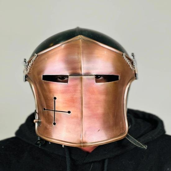 Barbuta Helmet Medieval 18g Mild Steel Helmet LARP Cosplay Halloween Costume Barbuta Visored Warrior Helmet in Dual Tone
Barbuta Helmet Medieval 18g Mild Steel Helmet LARP Cosplay Halloween Costume Barbuta Visored Warrior Helmet in Dual Tone