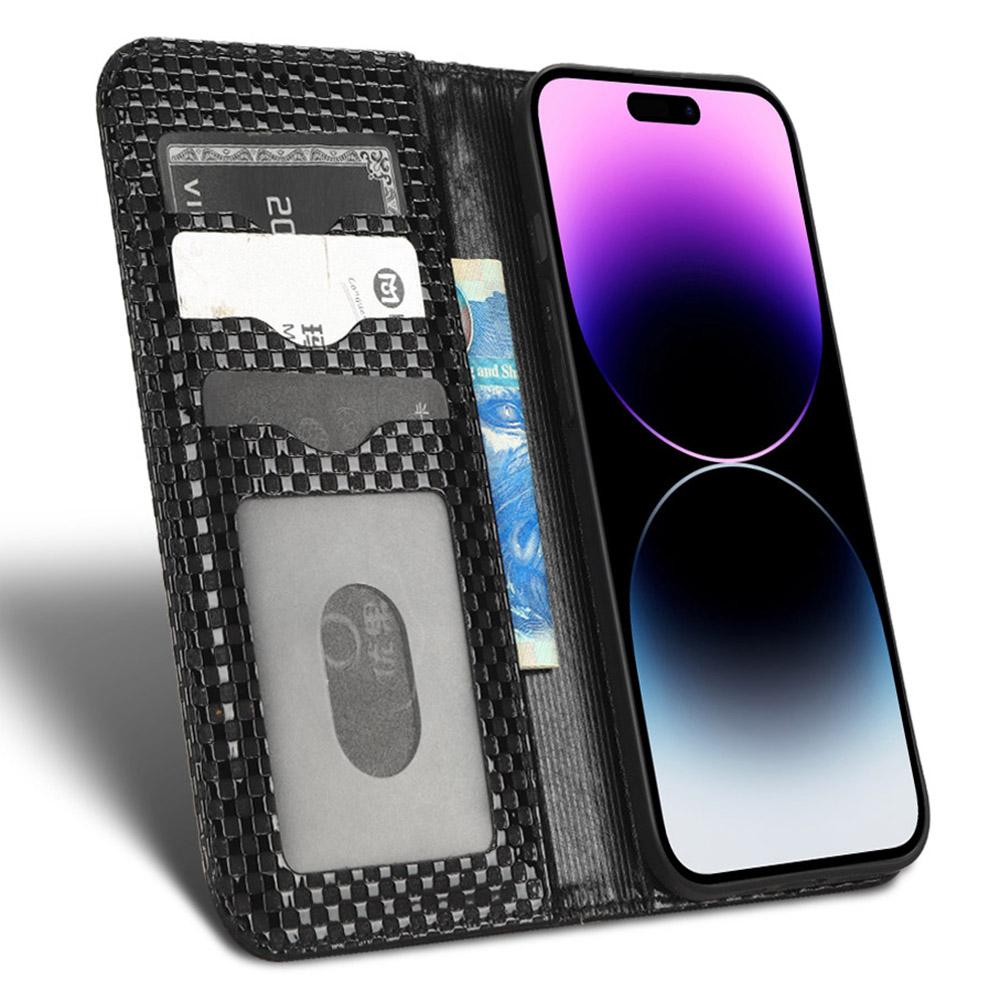 For iPhone 15 Imprinted Grid Texture Flip Cover Wallet Phone Case PU Leather Phone Stand Shell Black
For iPhone 15 Imprinted Grid Texture Flip Cover Wallet Phone Case PU Leather Phone Stand Shell Black