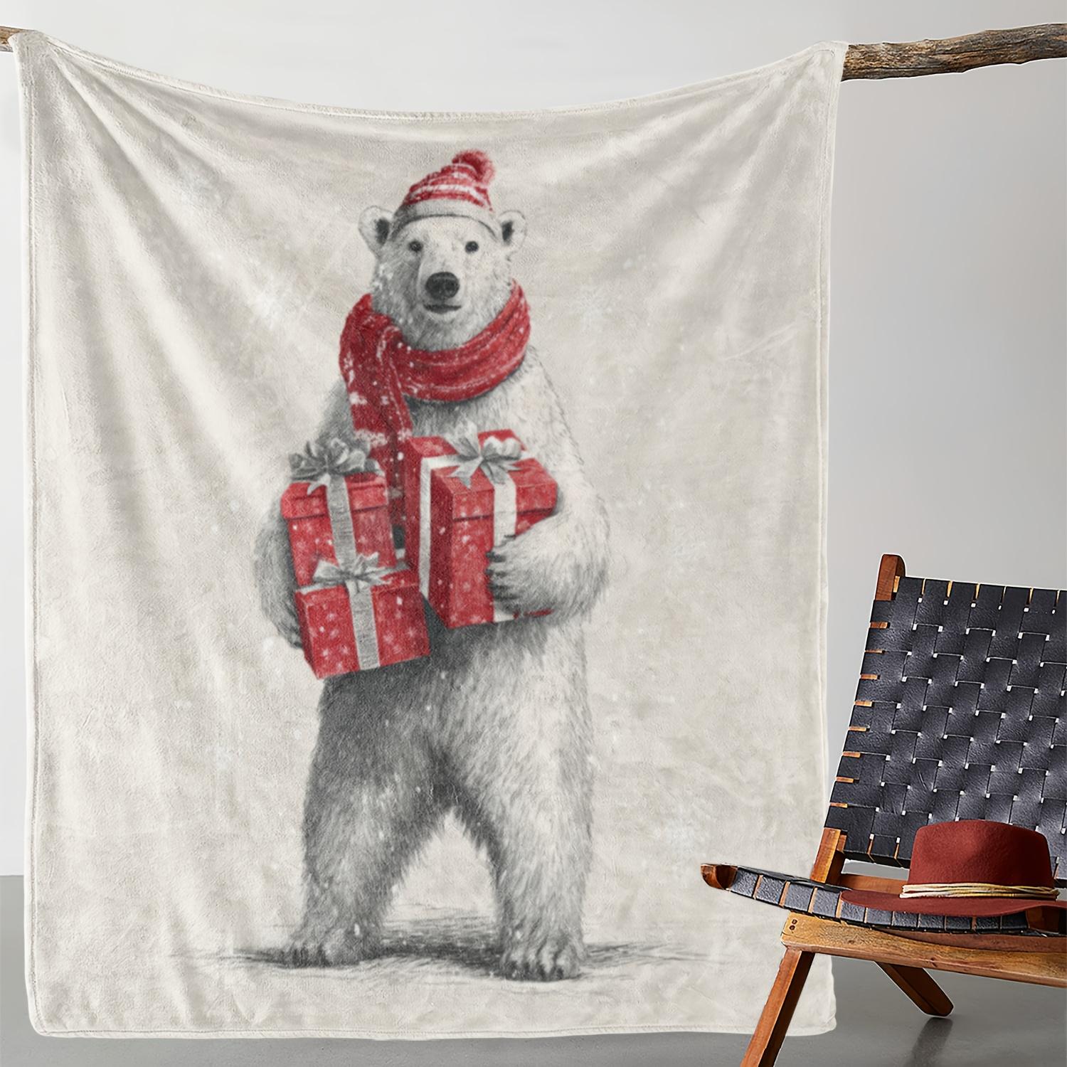1pc Zeal Lily Flannel Blanket - Polar Bear with Santa Hat & Scarf Holding Gifts Print, Soft Warm All-Season Cozy Throw for Bed 75x90cm28x35in
1pc Zeal Lily Flannel Blanket - Polar Bear with Santa Hat & Scarf Holding Gifts Print, Soft Warm All-Season Cozy Throw for Bed 75x90cm28x35in
