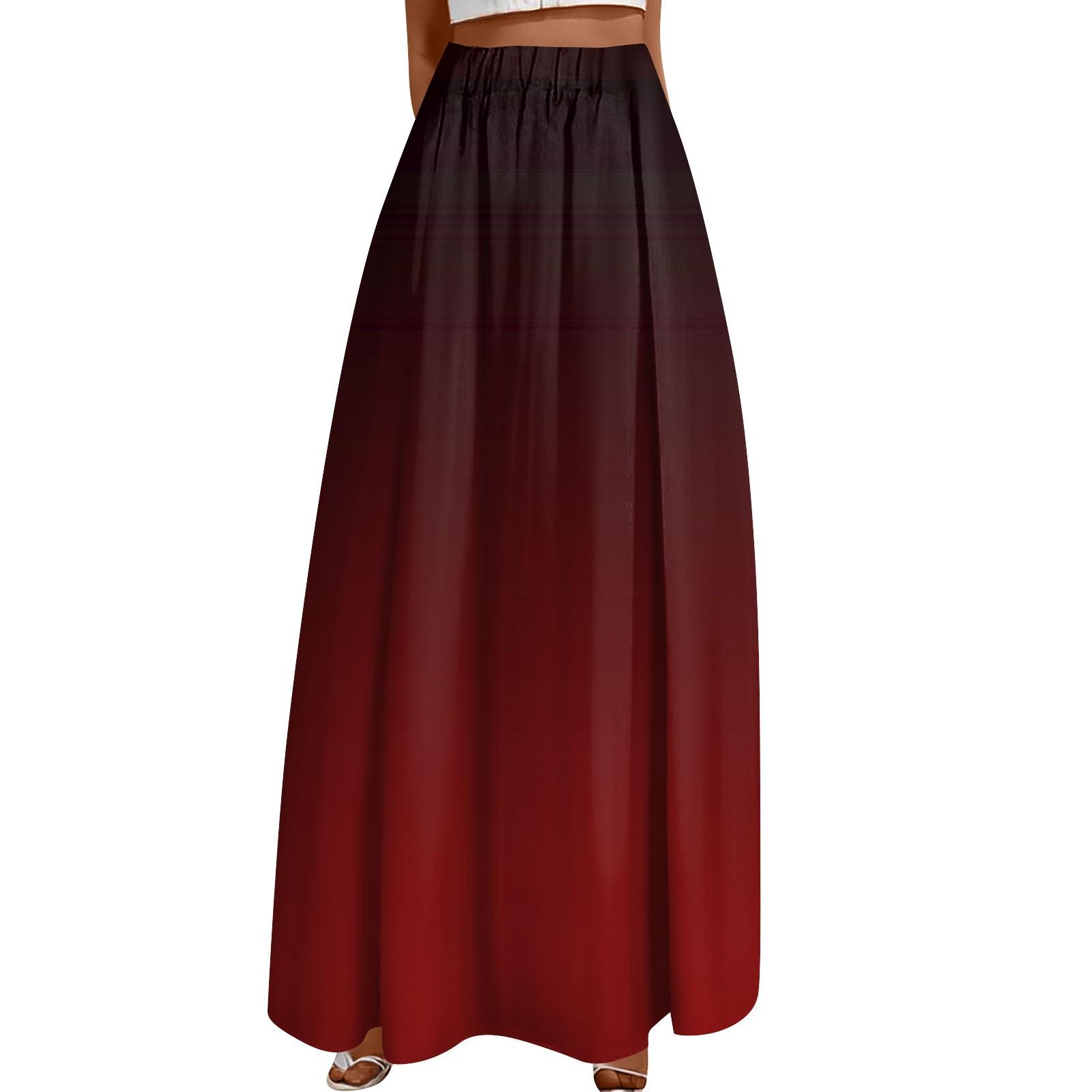 Женская повседневная модная распашная юбка с принтом в горошек Свободная плиссированная юбка до половины тела с карманами XL винный