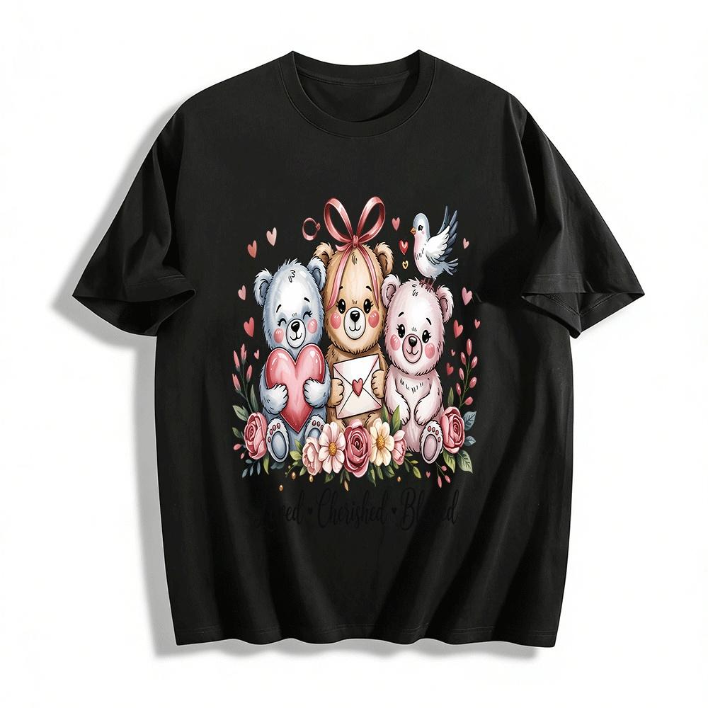 Three Bears Print Top Loved Cherished Blessed Casual Tee Pure cotton T-shirt 6XL
Three Bears Print Top Loved Cherished Blessed Casual Tee Pure cotton T-shirt 6XL
