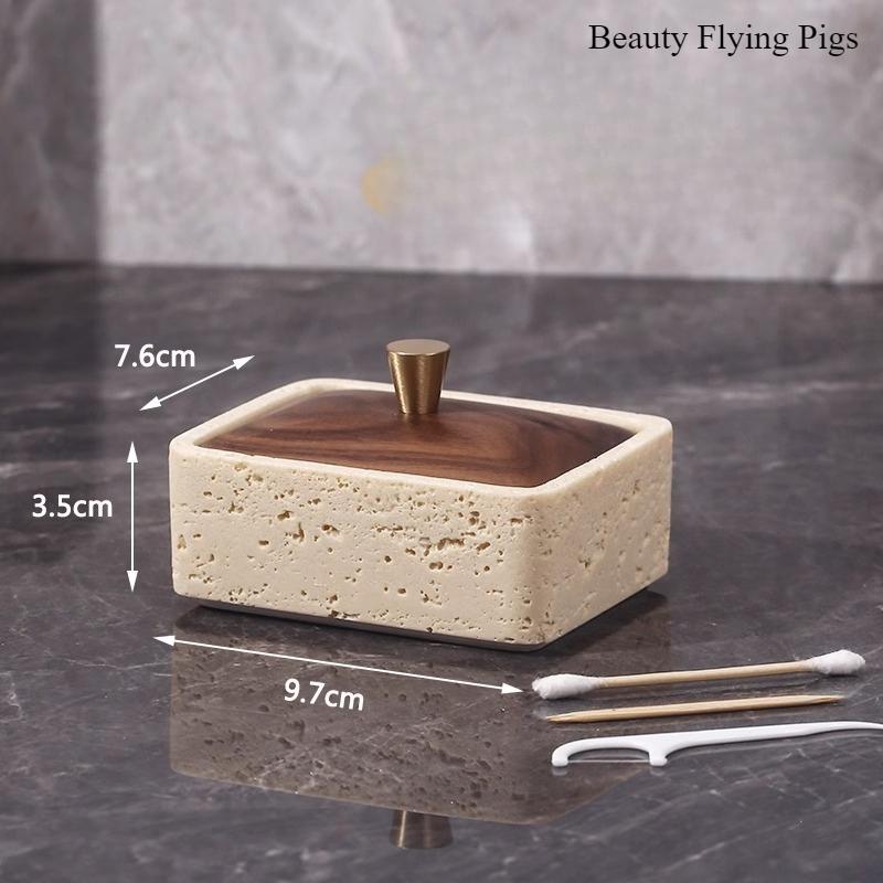 1pc Stone Toothpick Box with Wooden Lid Dental Floss Box Cotton Swab Storage Box Living Room Desktop Utensils Home Accessories
1pc Stone Toothpick Box with Wooden Lid Dental Floss Box Cotton Swab Storage Box Living Room Desktop Utensils Home Accessories