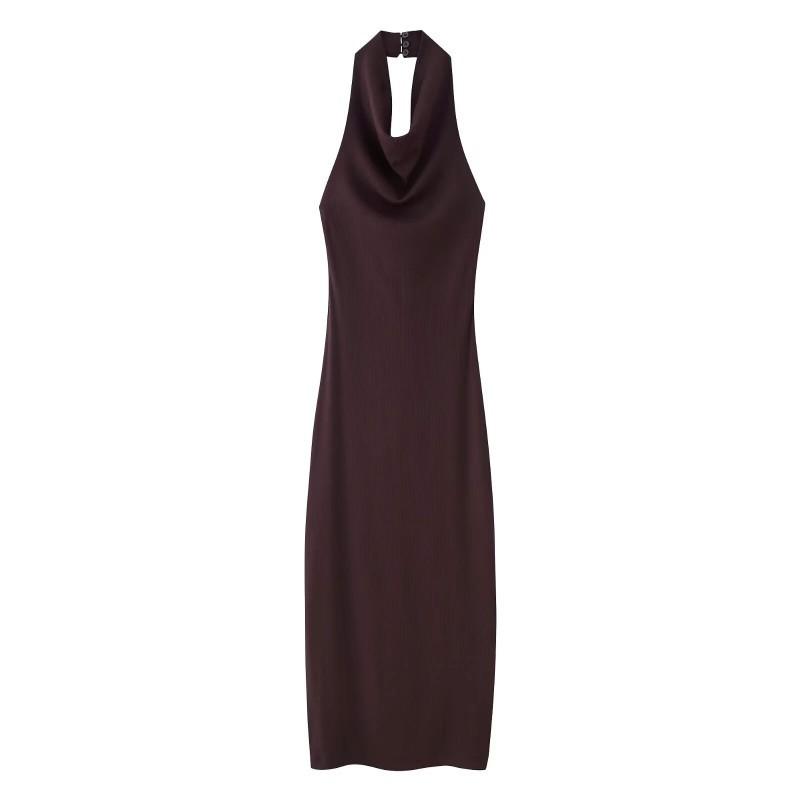 European American Women s Clothing Summer Backless Slim Hanging Neck Collar Long Dress L темно-коричневого кольору
European American Women s Clothing Summer Backless Slim Hanging Neck Collar Long Dress L темно-коричневого кольору