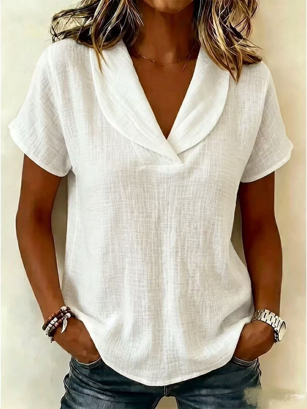 Women s Casual Short Sleeve Top Lightweight Loose Fit Blouse with Butterfly Collar Summer Shirt for Everyday Wear L белый
Women s Casual Short Sleeve Top Lightweight Loose Fit Blouse with Butterfly Collar Summer Shirt for Everyday Wear L белый
