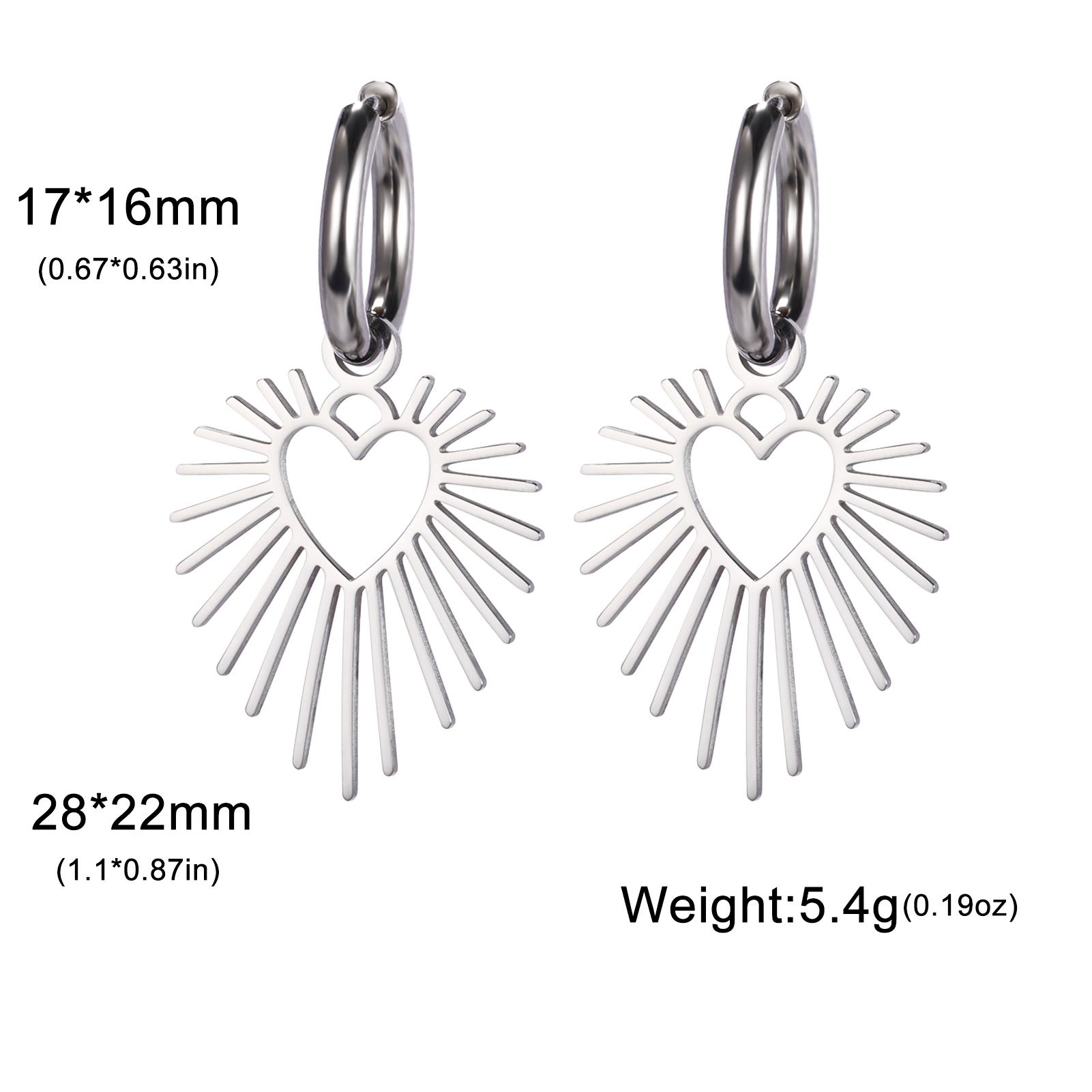 Skyrim Geometric Heart Sun Pendant Drop Earrings Stainless Steel Women Hoop Earring Waterproof Fashion Wedding Jewelry Wholesale
Skyrim Geometric Heart Sun Pendant Drop Earrings Stainless Steel Women Hoop Earring Waterproof Fashion Wedding Jewelry Wholesale