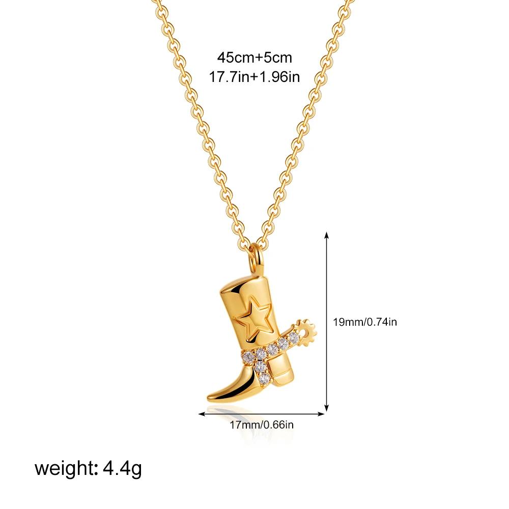 Vintage Stainless Steel Cowboy Boot CZ Zircon Pendant Necklace for Women Punk Gold Plated Hoop Earrings Statement Zircon Gifts
Vintage Stainless Steel Cowboy Boot CZ Zircon Pendant Necklace for Women Punk Gold Plated Hoop Earrings Statement Zircon Gifts