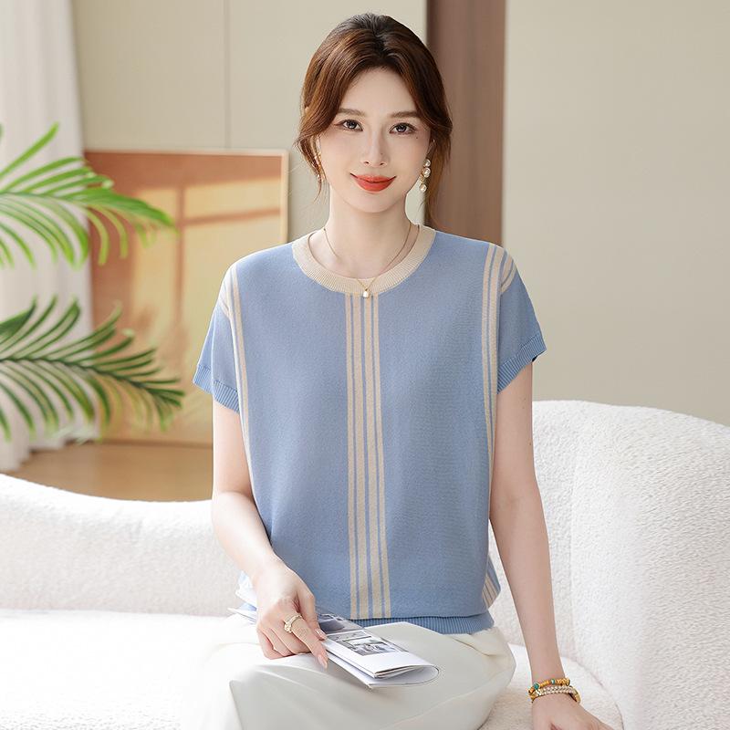 Elegant Summer Knitted Short Sleeve Top for Middle-Aged Women - Fashionable & Versatile 2XL (Recommended 110-120 Jin) синий
Elegant Summer Knitted Short Sleeve Top for Middle-Aged Women - Fashionable & Versatile 2XL (Recommended 110-120 Jin) синий