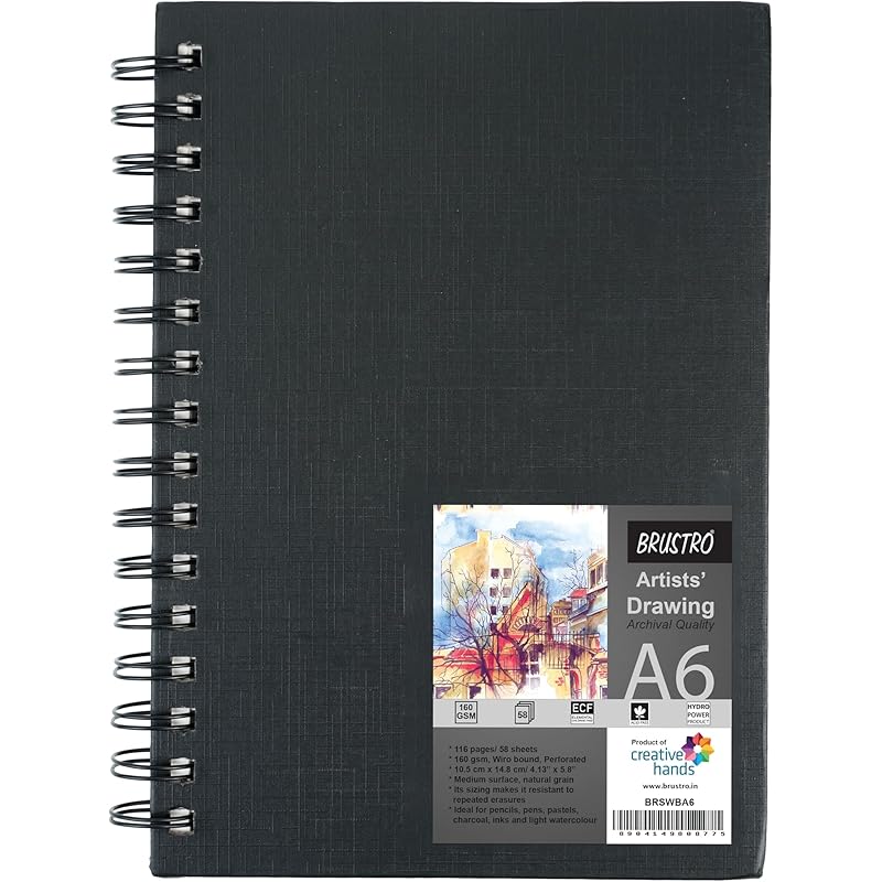 BRUSTRO Artists Fineart Graphite Pencil Set of 12 (10B-2H) with Artists Sketchbook, A6, Wiro Bound, 116 Pages 160 GSM |I 1 count (Pack of 1)
BRUSTRO Artists Fineart Graphite Pencil Set of 12 (10B-2H) with Artists Sketchbook, A6, Wiro Bound, 116 Pages 160 GSM |I 1 count (Pack of 1)