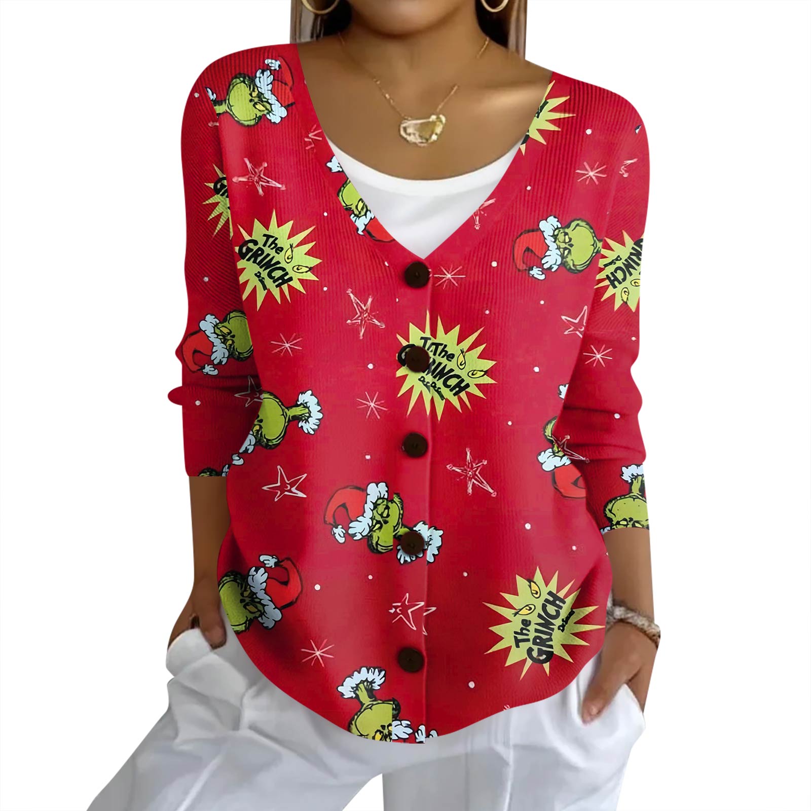 Женский модный повседневный вязаный свитер на пуговицах, кардиган-жакет с рождественским принтом S винный
Женский модный повседневный вязаный свитер на пуговицах, кардиган-жакет с рождественским принтом S винный