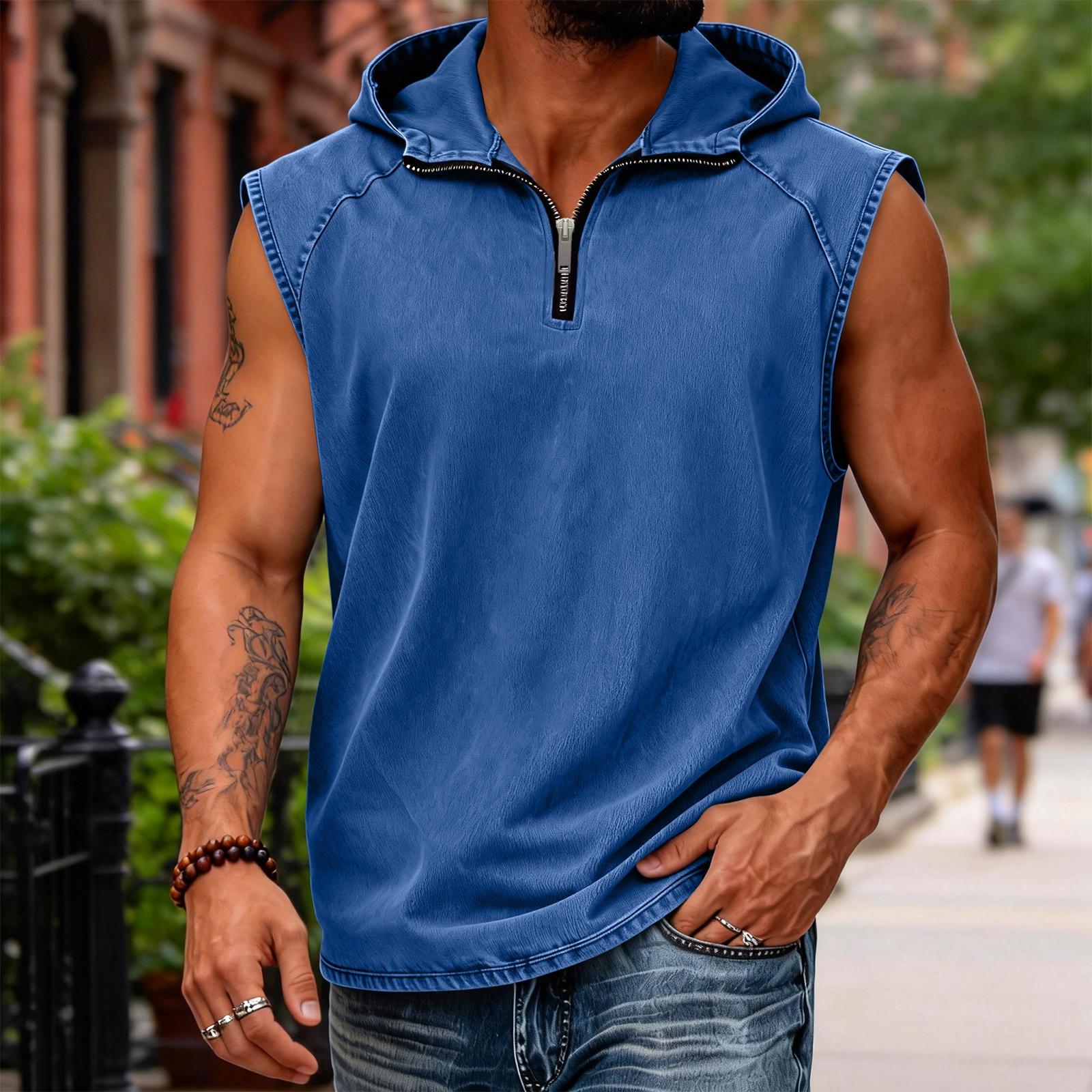 Men’s Sleeveless Hoodie Half Zip Casual Pullover Top with Hood Relaxed Fit Lightweight Cotton Fabric XXL синий
Men’s Sleeveless Hoodie Half Zip Casual Pullover Top with Hood Relaxed Fit Lightweight Cotton Fabric XXL синий