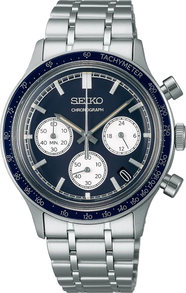 SEIKO 1/5 second chronograph quartz men s watch SSB477P1 with tachymeter, silver dial, dark navy dial, international model.
SEIKO 1/5 second chronograph quartz men s watch SSB477P1 with tachymeter, silver dial, dark navy dial, international model.