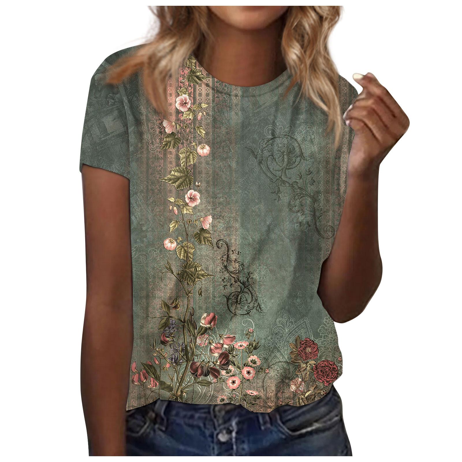 Women s Vintage Floral Print Short Sleeve T-Shirt Casual Loose Fit Summer Top for Everyday Comfort M зелёный
Women s Vintage Floral Print Short Sleeve T-Shirt Casual Loose Fit Summer Top for Everyday Comfort M зелёный