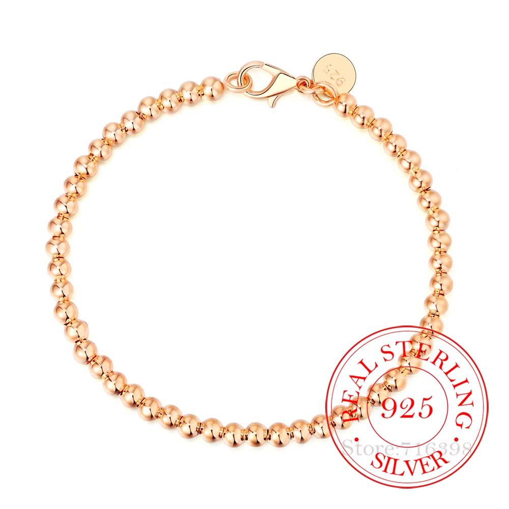 100% Real 925 Silver Bracelet for Women Men 4MM Beads Ball Chain Classic Bangles Pulsera De Mujer рожевий колір золота
100% Real 925 Silver Bracelet for Women Men 4MM Beads Ball Chain Classic Bangles Pulsera De Mujer рожевий колір золота