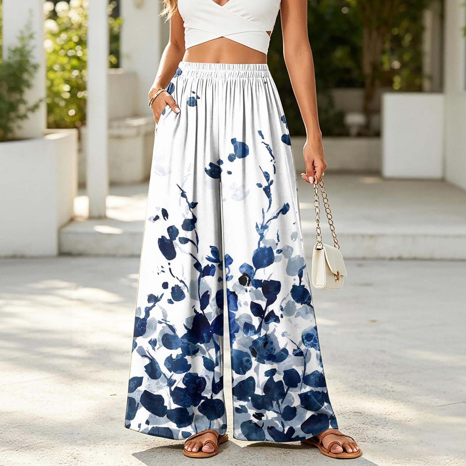 Women’s Floral Print Casual Wide Leg Pants Elastic Waist Lightweight Loose Fit Trousers with Pockets for Daily Wear M синий
Women’s Floral Print Casual Wide Leg Pants Elastic Waist Lightweight Loose Fit Trousers with Pockets for Daily Wear M синий