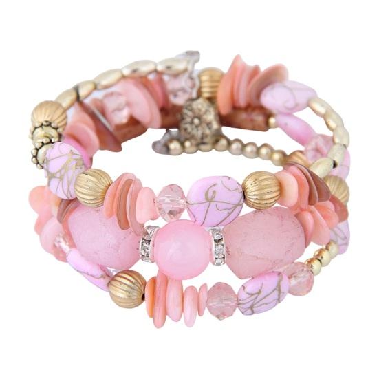 Браслет унисекс из сплава с камнями неправильной формы, многослойная укладка, ретро, этнический, богемный, искусственная бирюза, искусственный агат, регулируемый эластичный шнур на запястье розовый
Браслет унисекс из сплава с камнями неправильной формы, многослойная укладка, ретро, этнический, богемный, искусственная бирюза, искусственный агат, регулируемый эластичный шнур на запястье розовый