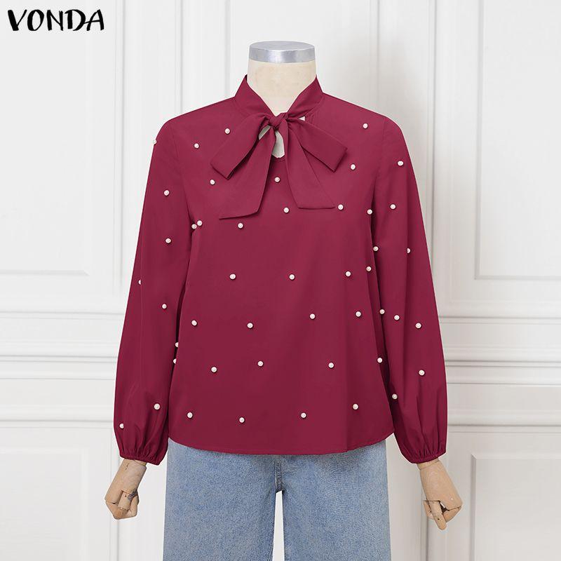 VONDA Elegant Women Tie Neck Long Sleeve Beading Casual Blouse Tops Shirts L вина червоного кольору
VONDA Elegant Women Tie Neck Long Sleeve Beading Casual Blouse Tops Shirts L вина червоного кольору