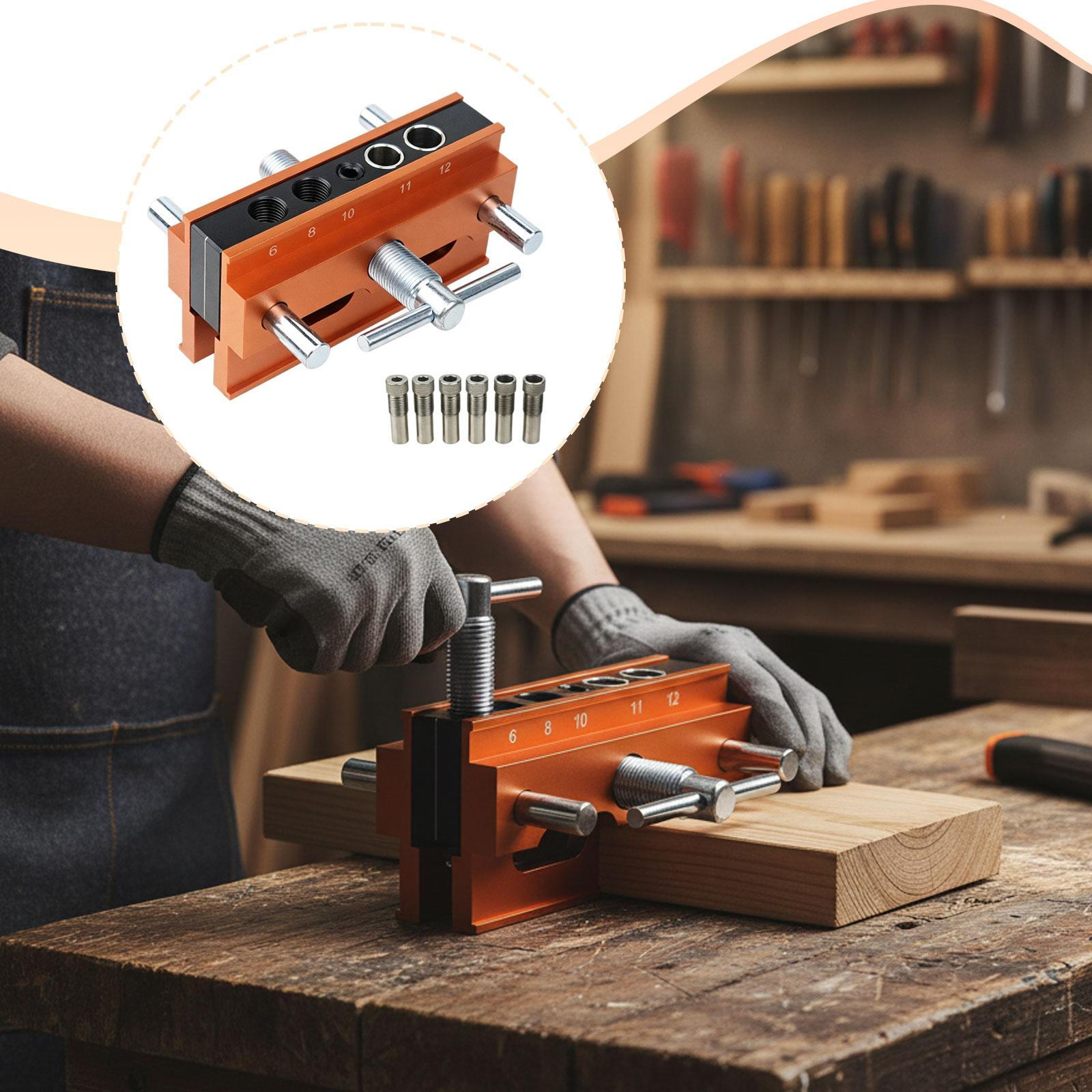 Self Centering Dowel Jig Drillings Guide Tool Adjustable with 6 Drill Bushings Standard
Self Centering Dowel Jig Drillings Guide Tool Adjustable with 6 Drill Bushings Standard