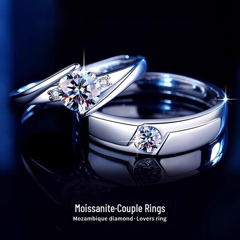 D Color Moissanite Couple Rings: 925 Sterling Silver Wedding Jewelry Adjustable (Platinum Color)
D Color Moissanite Couple Rings: 925 Sterling Silver Wedding Jewelry Adjustable (Platinum Color)