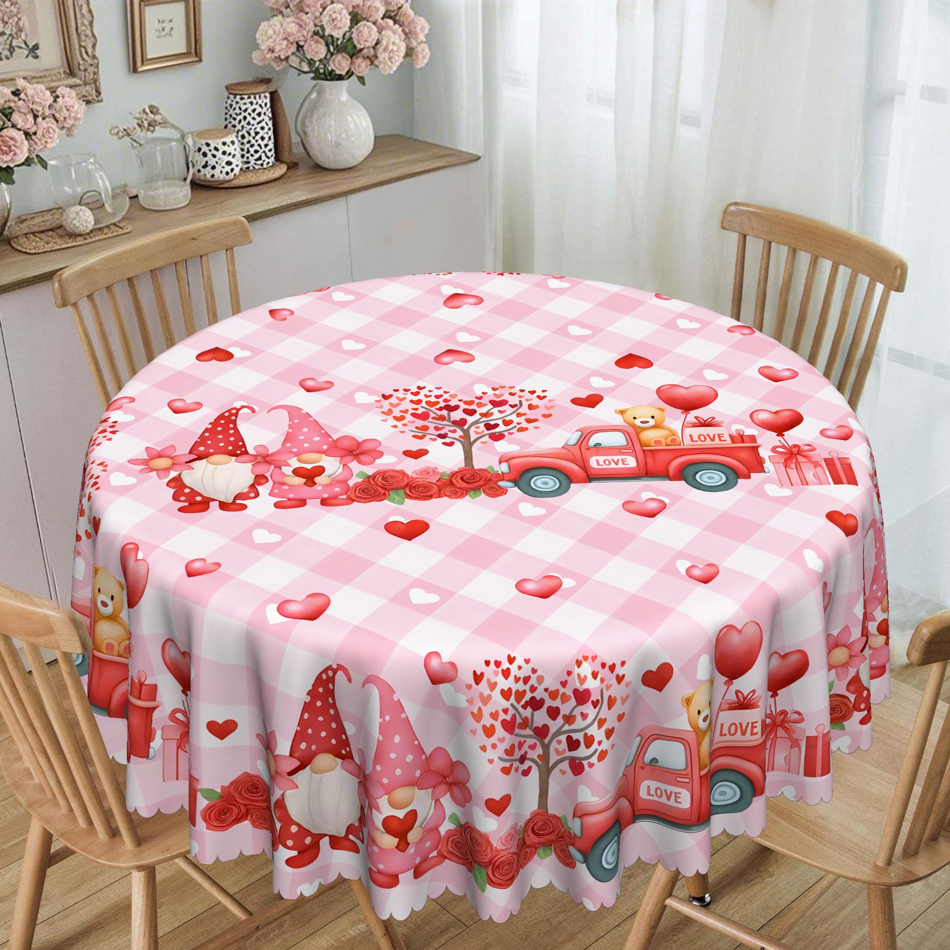 Pink Red And White Plaid Love Flower Bear Truck Round Tablecloth Romantic Household Rectangular Dining Table Cloth Round tablecloth-152x152cm
Pink Red And White Plaid Love Flower Bear Truck Round Tablecloth Romantic Household Rectangular Dining Table Cloth Round tablecloth-152x152cm