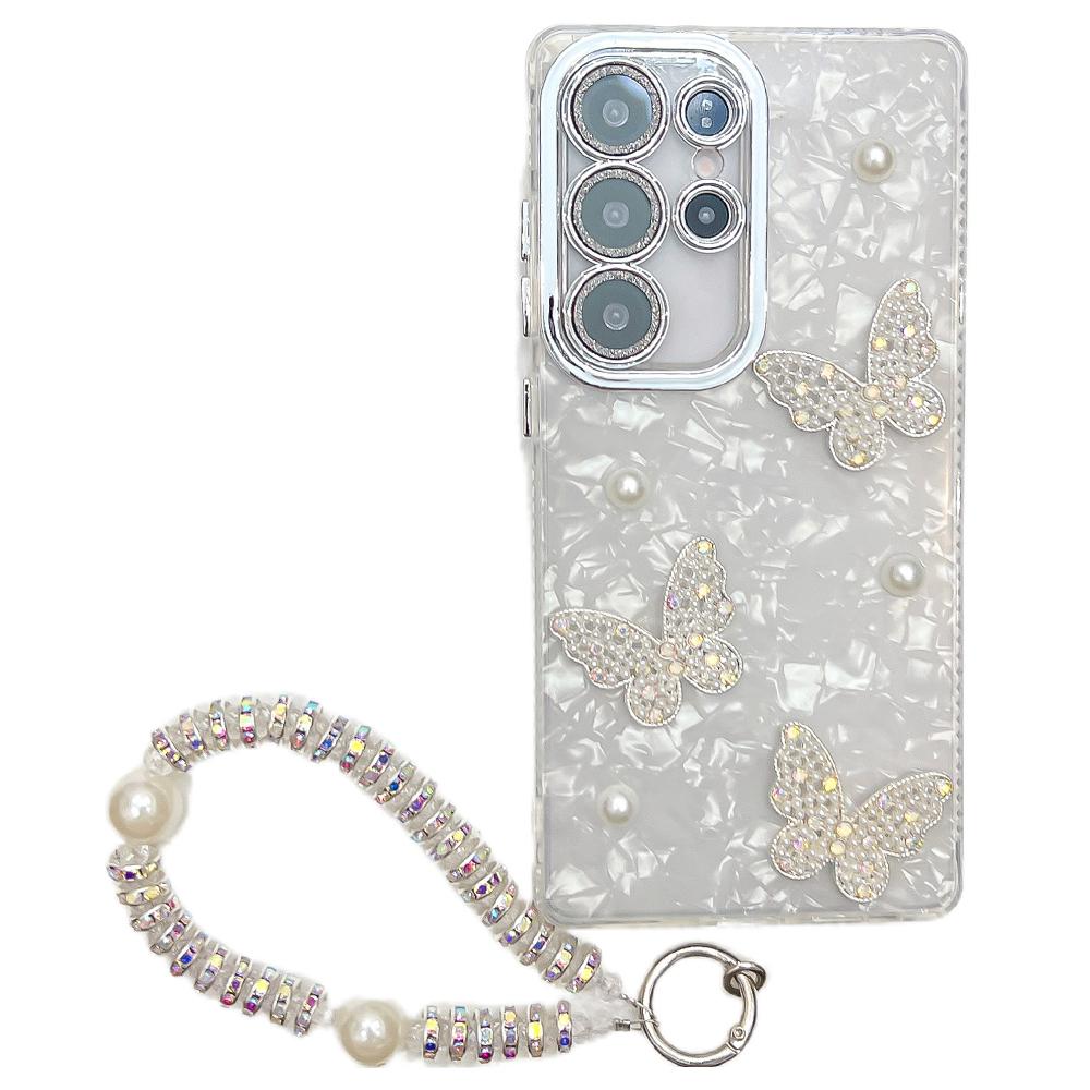 Чохол для Samsung Galaxy S25 Ultra з ремінцем, декором з метеликів та перлів, IMD PC+TPU чохол для телефону зі скляною плівкою для об єктива Shell Pattern/Silver
Чохол для Samsung Galaxy S25 Ultra з ремінцем, декором з метеликів та перлів, IMD PC+TPU чохол для телефону зі скляною плівкою для об єктива Shell Pattern/Silver