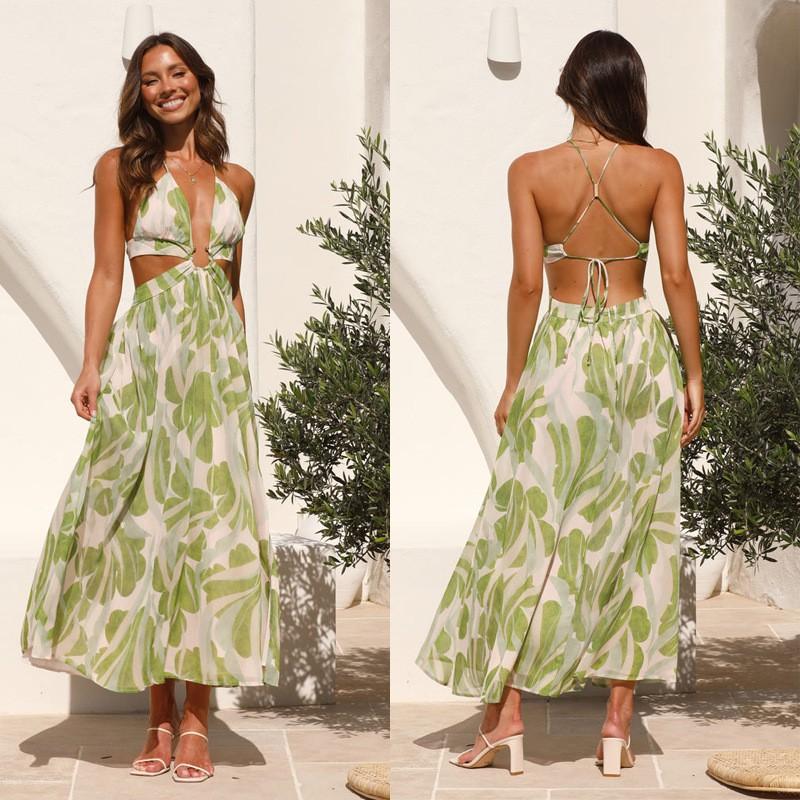 European American Women s Clothing V-neck Backless Lace Print Large Swing Long Dress M світло-зелений колір
European American Women s Clothing V-neck Backless Lace Print Large Swing Long Dress M світло-зелений колір