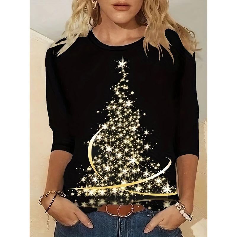 Модный стиль Уличная мода Элегантный Осенне-зимний Рождественский Повседневный Принт Топ круглый вырез Длинные рукава Женская футболка Мода Black L
Модный стиль Уличная мода Элегантный Осенне-зимний Рождественский Повседневный Принт Топ круглый вырез Длинные рукава Женская футболка Мода Black L