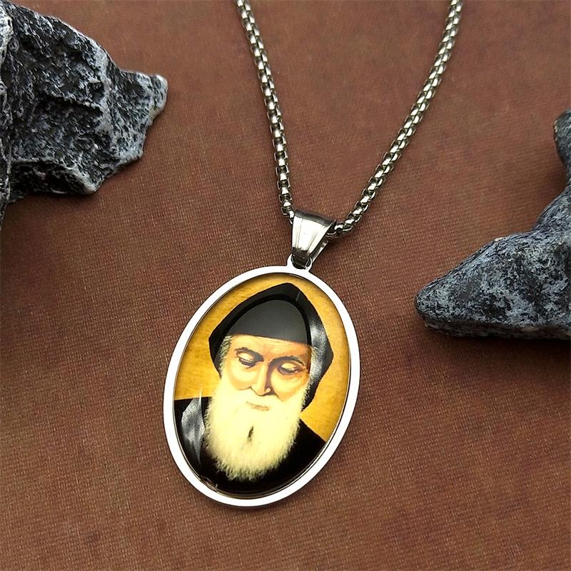 Orthodox Church Saint Charbel Glass Medal Pendant Necklace for Women Men Stainless Steel Gold Color Amulet Faith Jewelry Gift
Orthodox Church Saint Charbel Glass Medal Pendant Necklace for Women Men Stainless Steel Gold Color Amulet Faith Jewelry Gift