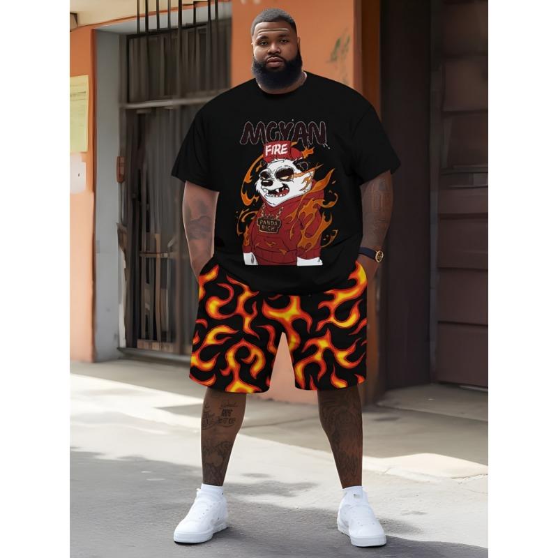 Summer comfortable plus size casual suit, fashionable black cartoon pattern hip-hop style, 3D digital printed short-sleeved top and drawstring shorts 6XL
Summer comfortable plus size casual suit, fashionable black cartoon pattern hip-hop style, 3D digital printed short-sleeved top and drawstring shorts 6XL