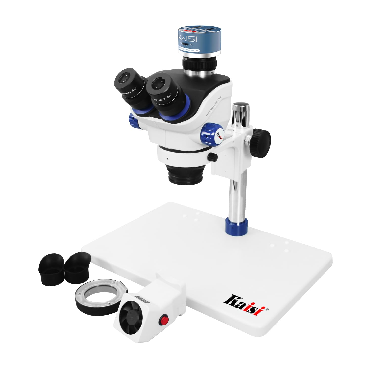 Kaisi Magnification Stereo Microscope with 4K Camera and WF10x Eyepiece Trinocular Stereo Zoom Microscope for Industrial PCB TX-350E 7X-50X
Kaisi Magnification Stereo Microscope with 4K Camera and WF10x Eyepiece Trinocular Stereo Zoom Microscope for Industrial PCB TX-350E 7X-50X
