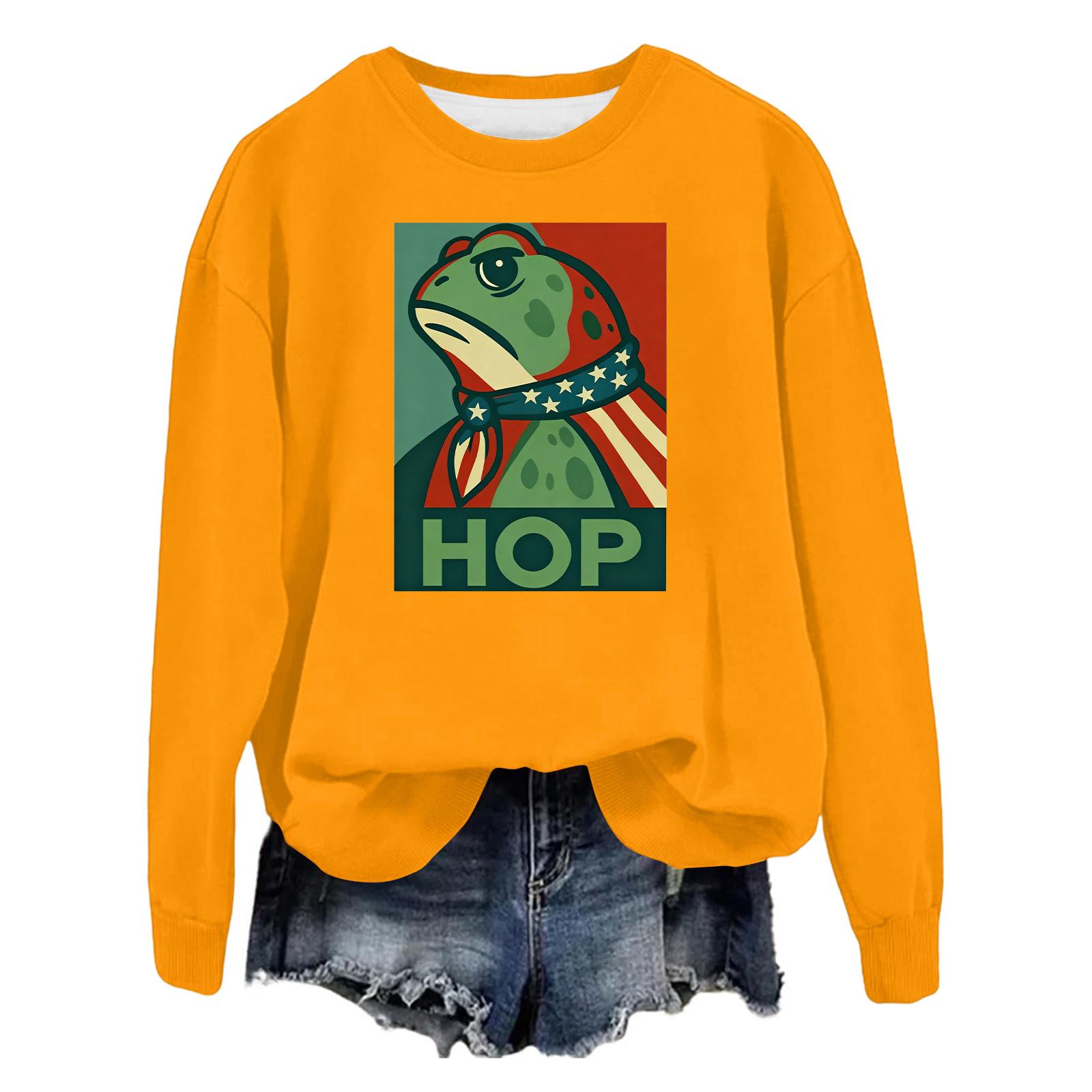 Женская модная повседневная толстовка с длинным рукавом, свободного кроя, с принтом XL жёлтый