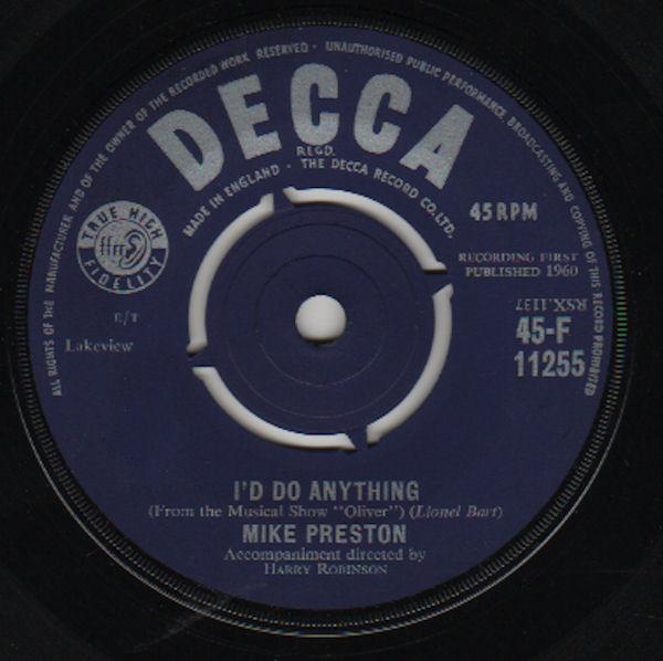 7inch Record MIKE PRESTON - I d Do Anything 45F11255 Decca 1960 UK Soundtracks & Musicals Used
7inch Record MIKE PRESTON - I d Do Anything 45F11255 Decca 1960 UK Soundtracks & Musicals Used