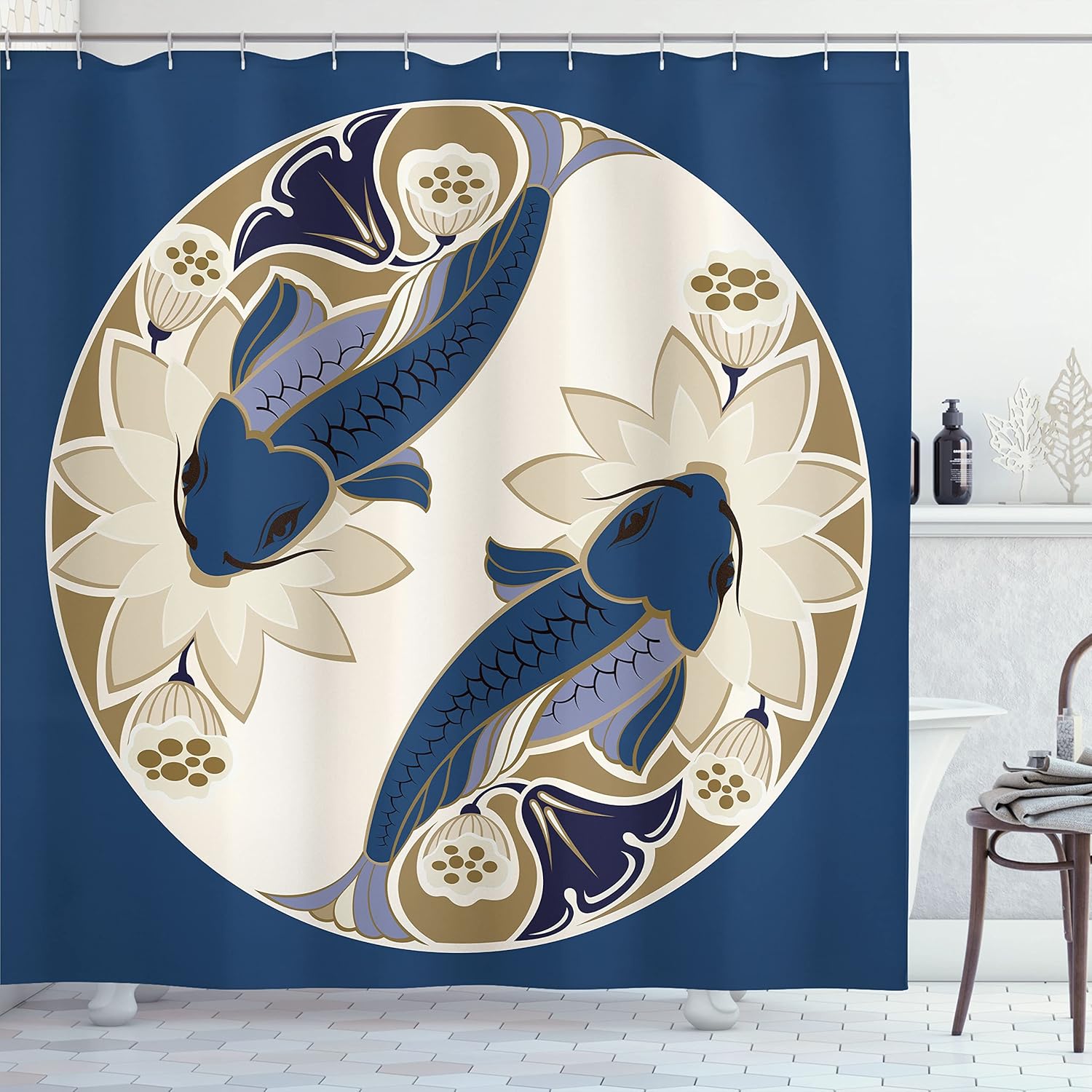 Koi Fish Shower Curtain Japanese Art Lotus Design Blue Gold Pattern Bathroom Decor Waterproof Fabric Asian Style Home 150X210 W60H190(CM)-1 Pcs
Koi Fish Shower Curtain Japanese Art Lotus Design Blue Gold Pattern Bathroom Decor Waterproof Fabric Asian Style Home 150X210 W60H190(CM)-1 Pcs