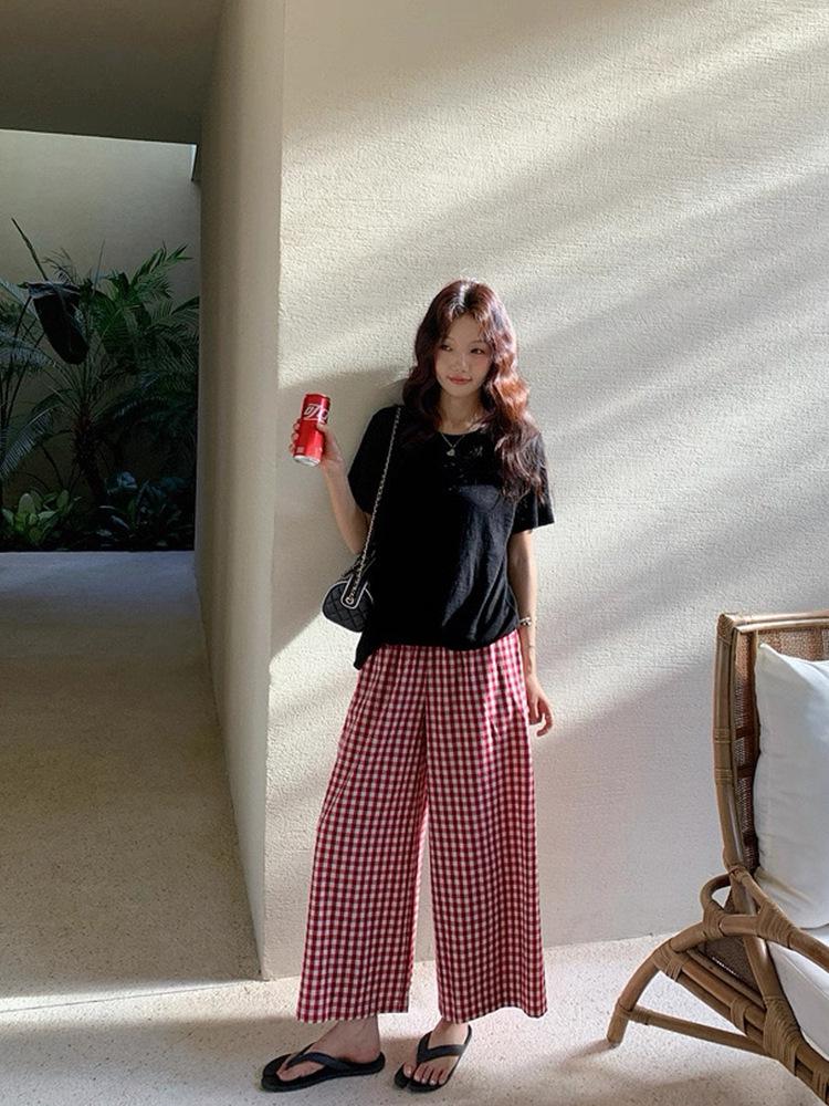 Wen Jiu Retro Wide-Leg Plaid Walking Pants - 2026 Elastic Waist Fashion Small
Wen Jiu Retro Wide-Leg Plaid Walking Pants - 2026 Elastic Waist Fashion Small