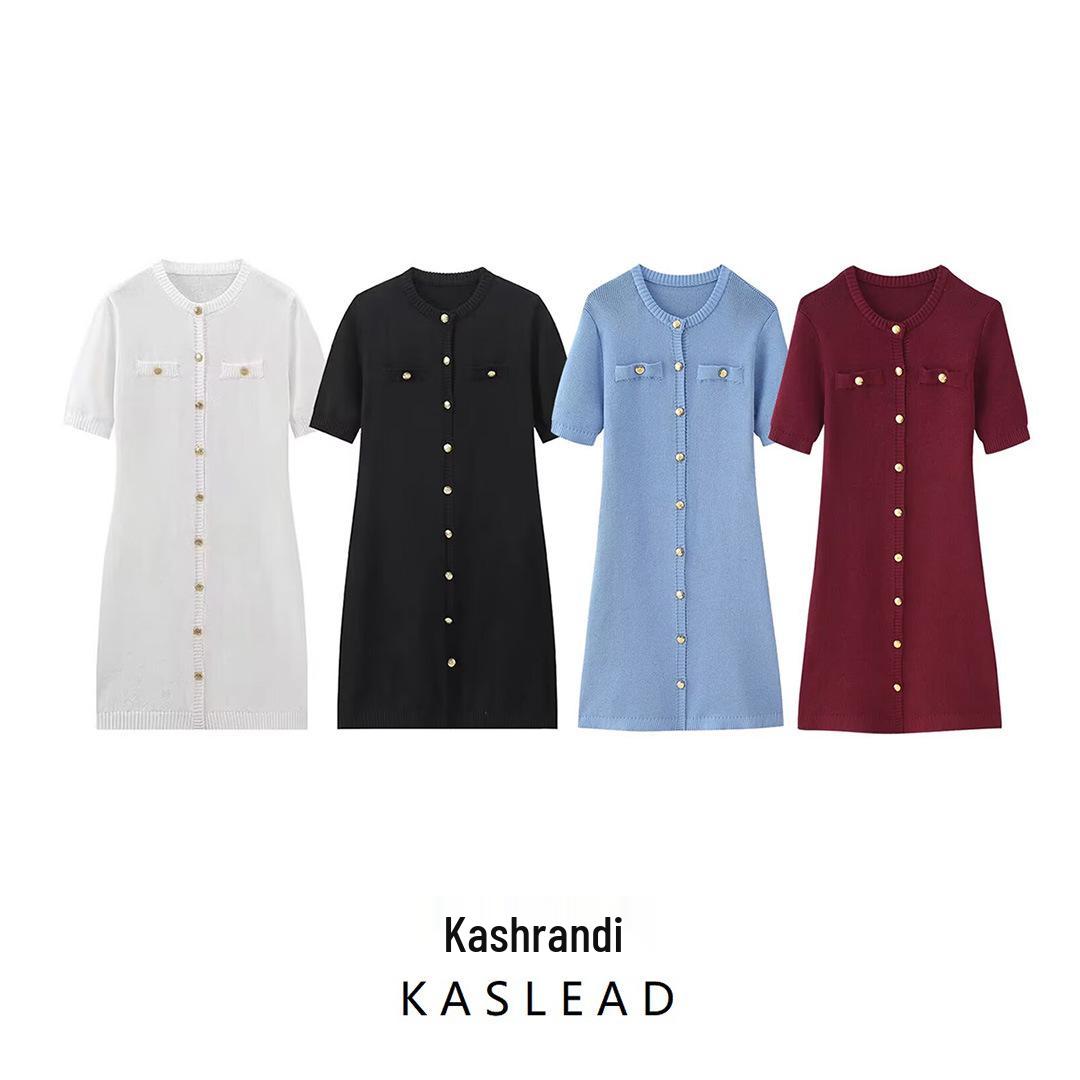 2024 Fall Women s European & American Style Two-Tone Knitted Short-Sleeve Button Sweater Dress Small чёрный
2024 Fall Women s European & American Style Two-Tone Knitted Short-Sleeve Button Sweater Dress Small чёрный