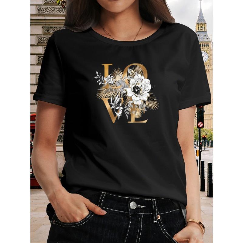 Women s Floral LOVE Letter Print T-Shirt Crew Neck Short Sleeve Non-Transparent Machine Washable Valentine s Day Casual Commute Vacation Top 4XL чорний
Women s Floral LOVE Letter Print T-Shirt Crew Neck Short Sleeve Non-Transparent Machine Washable Valentine s Day Casual Commute Vacation Top 4XL чорний