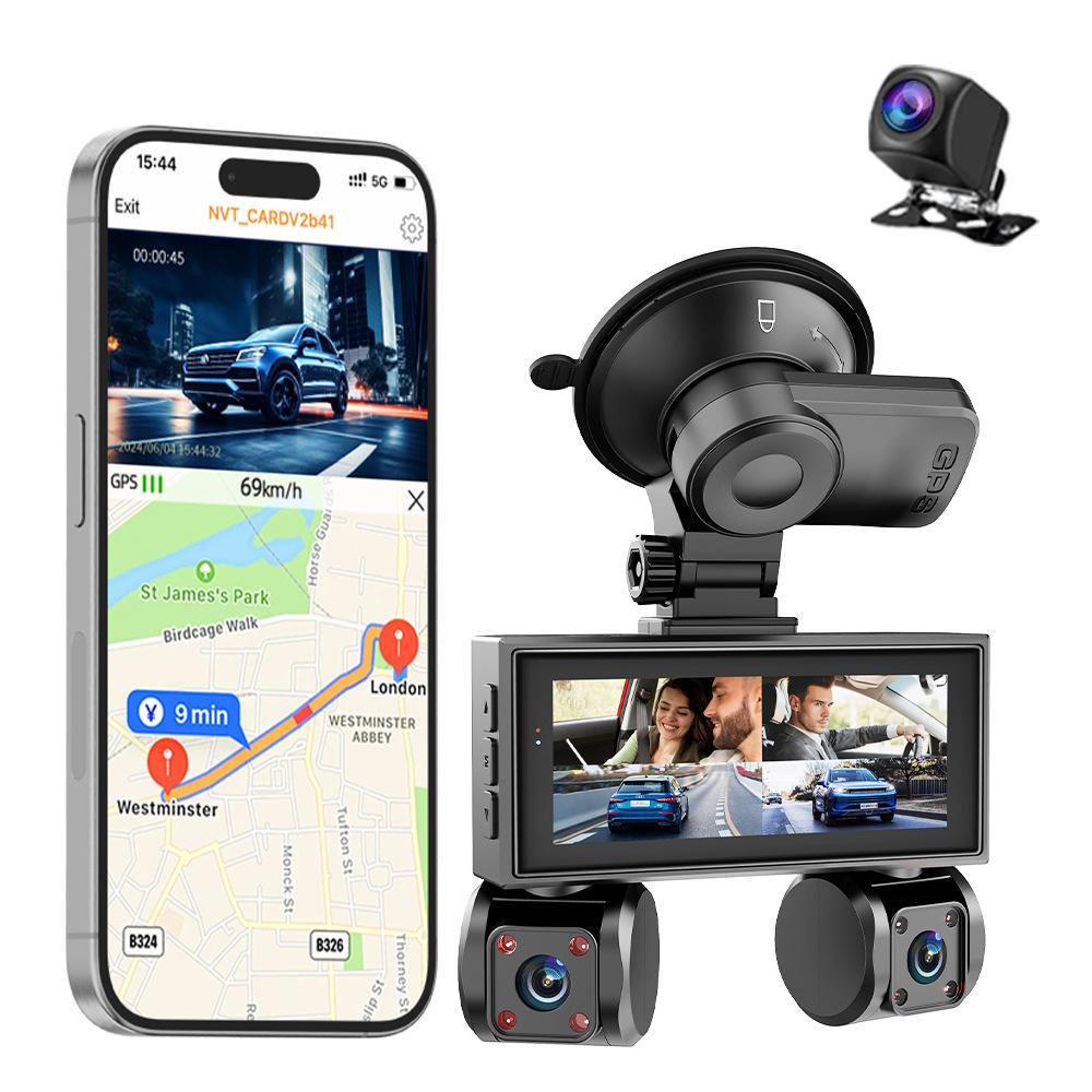 W3 WiFi 4 Channel Dash Cam 2K Night Vision Quad Lens Car DVR Vehicle Driving Recorder with GPS Module+Step-Down Cable A
W3 WiFi 4 Channel Dash Cam 2K Night Vision Quad Lens Car DVR Vehicle Driving Recorder with GPS Module+Step-Down Cable A