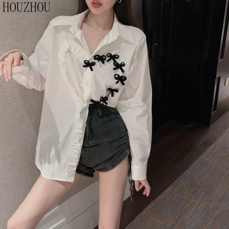 HOUZHOU Bow Knot Love Shirt Женская белая корейская Ins с длинным рукавом Элегантные шикарные топы большого размера
HOUZHOU Bow Knot Love Shirt Женская белая корейская Ins с длинным рукавом Элегантные шикарные топы большого размера