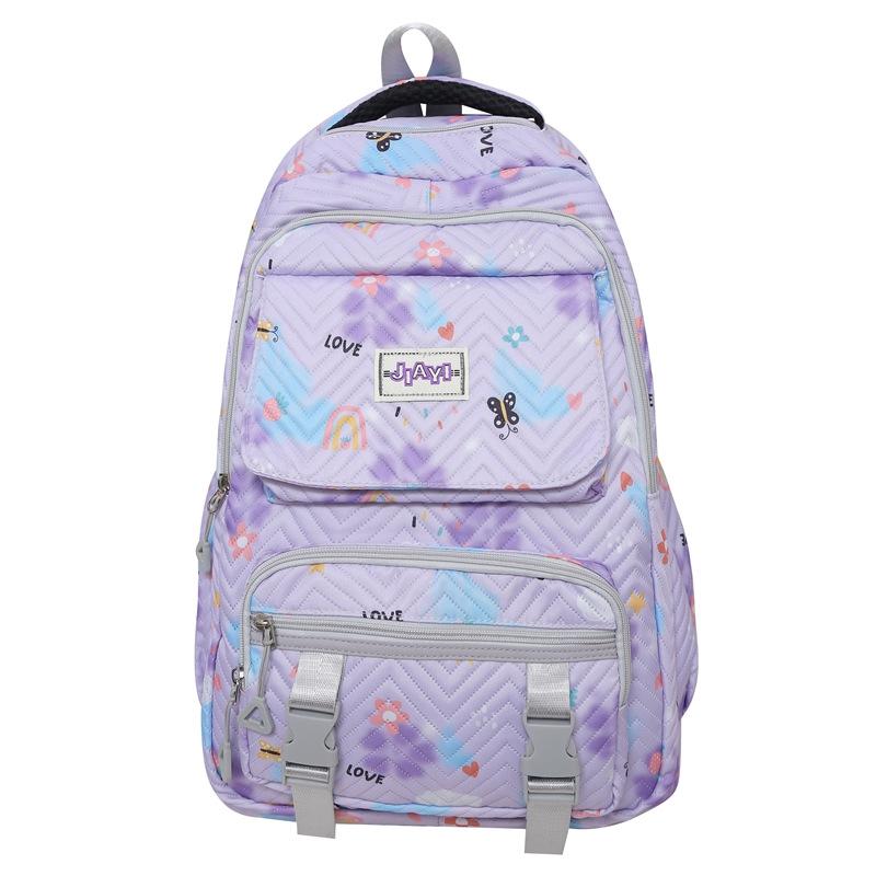 Нейлоновый рюкзак с принтом для школьников большой вместимости фиолетовый