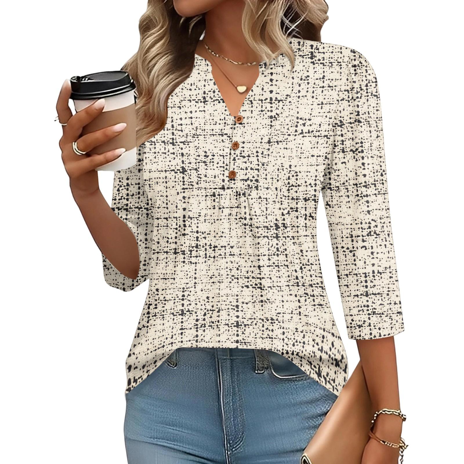Womens Casual Loose Fit Three Quarter Sleeve Blouse with Floral Print and Split Neck Button Top for Daily Wear XL білий
Womens Casual Loose Fit Three Quarter Sleeve Blouse with Floral Print and Split Neck Button Top for Daily Wear XL білий