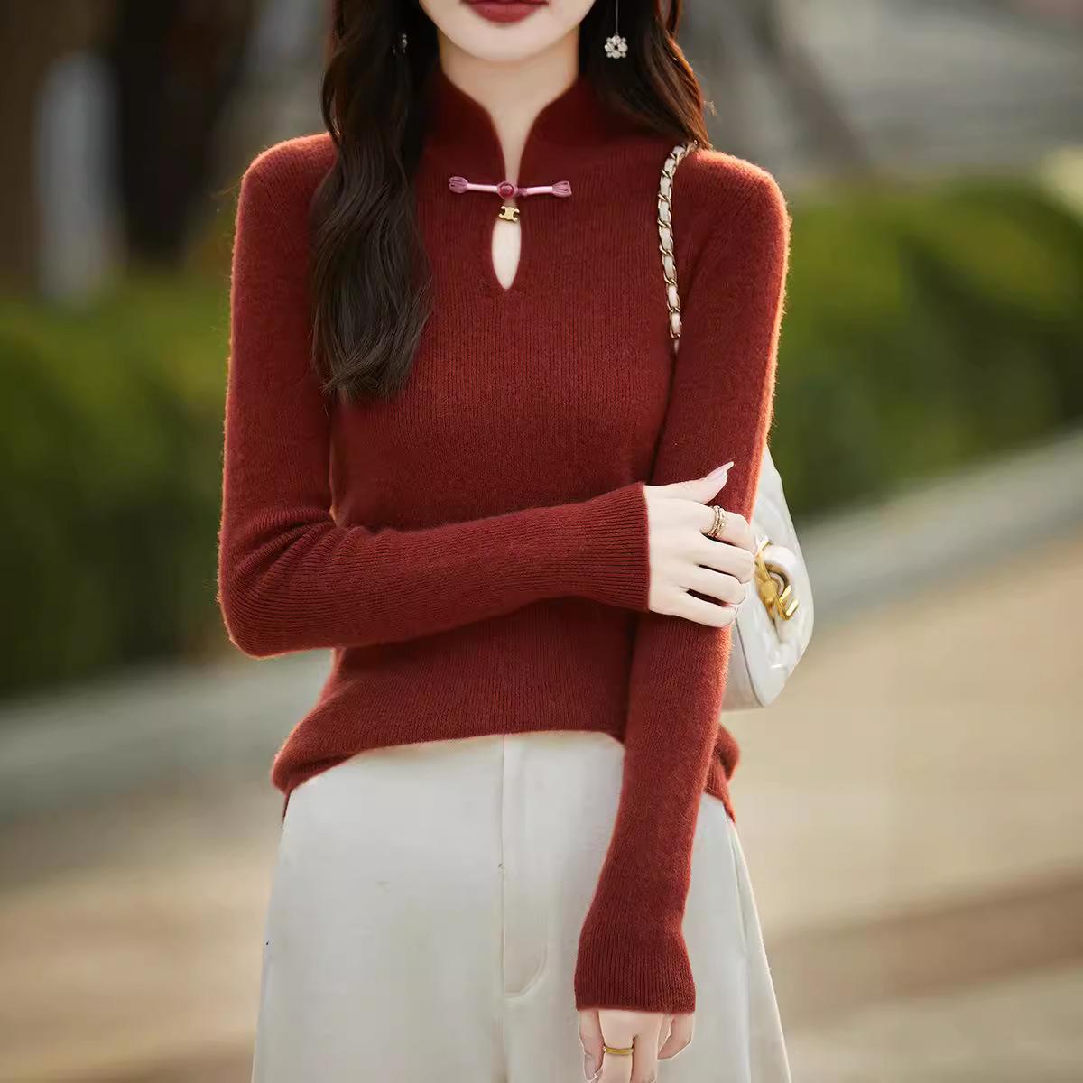Women s Chic Stand Collar Pure Wool Slim-Fit Sweater - Chinese Style Pan Kou for Autumn/Winter L
Women s Chic Stand Collar Pure Wool Slim-Fit Sweater - Chinese Style Pan Kou for Autumn/Winter L