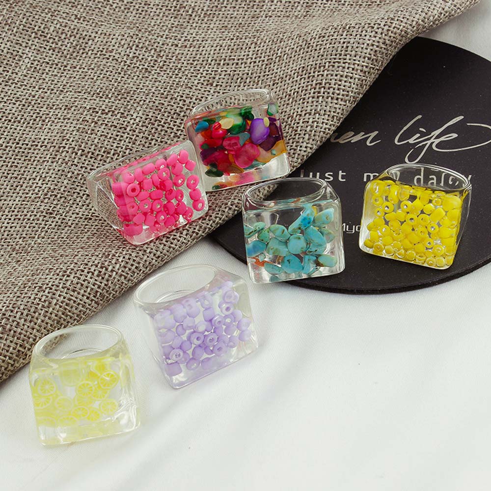 Korean Wild Colorful Bead Transparent Geometric Acrylic Fashion Jewelry Resin Rings Finger Rings
Korean Wild Colorful Bead Transparent Geometric Acrylic Fashion Jewelry Resin Rings Finger Rings