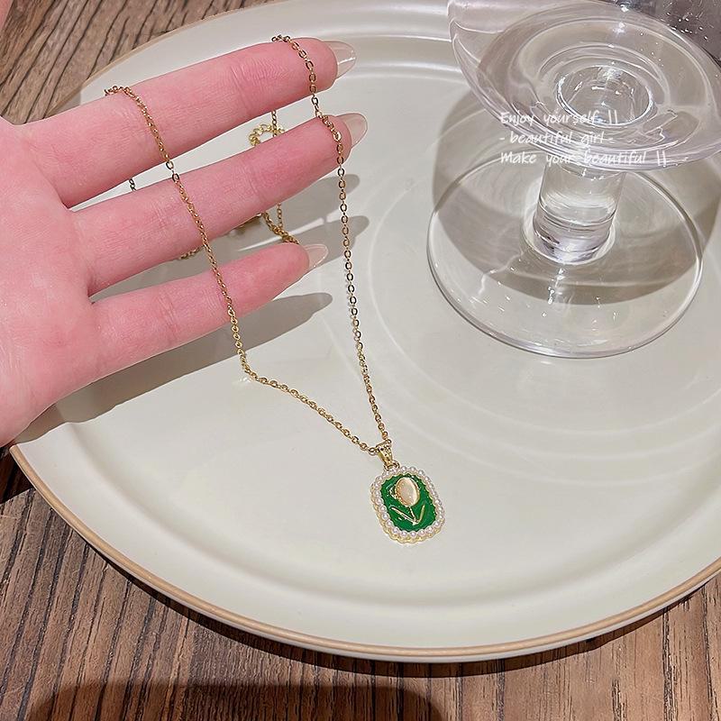 Ожерелье с подвеской в виде тюльпана — модная, свежая, универсальная цепочка на ключицу для женщин X1189 золотой