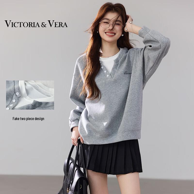 VICTORIA&VERA Women s Faux 2-Piece Spliced Long Sleeve Sweatshirt L
VICTORIA&VERA Women s Faux 2-Piece Spliced Long Sleeve Sweatshirt L
