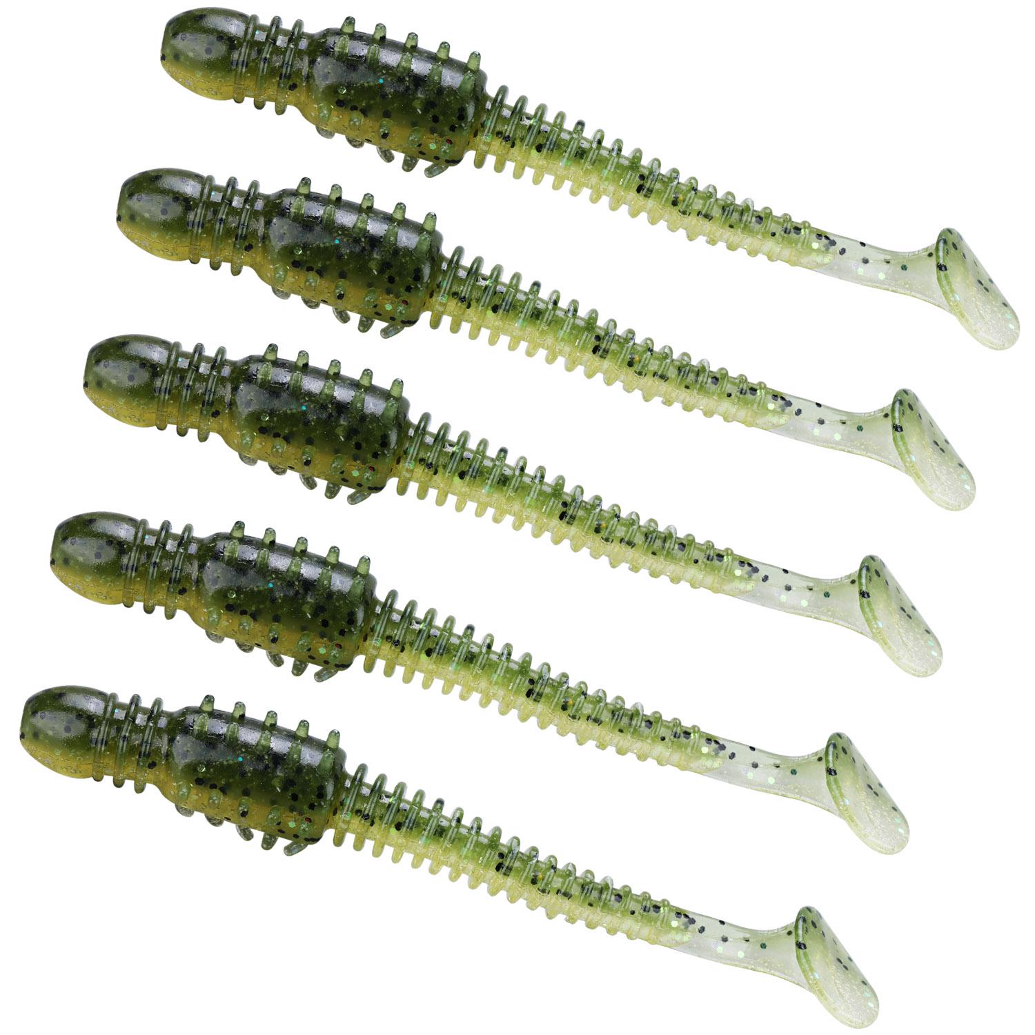 Мягкие рыболовные приманки, приманка для окуня, 5 шт., 12 см, приманки для ловли окуня в соленой и пресноводной форели 5Pcs зелёный