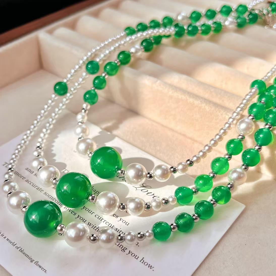 Vintage Natural Light Chalcedony Agate Artificial High Quality Pearl Collarbone Chain Necklace
Vintage Natural Light Chalcedony Agate Artificial High Quality Pearl Collarbone Chain Necklace