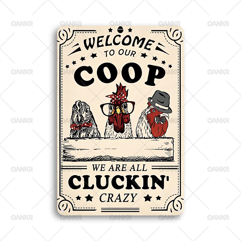 Humorous Chicken Metal Tin Sign Ideal Gift Vintage Welcome To Our Coop We Are All Cluckin Crazy Wall Poster Farm Metal Signs 20x30cm(7.8x11.8inch)
Humorous Chicken Metal Tin Sign Ideal Gift Vintage Welcome To Our Coop We Are All Cluckin Crazy Wall Poster Farm Metal Signs 20x30cm(7.8x11.8inch)