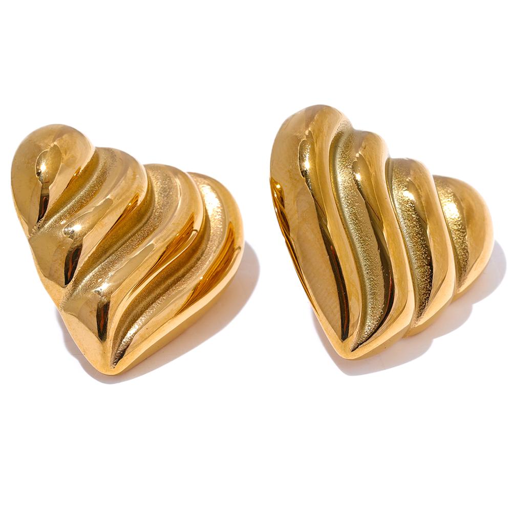 Yhpup Trendy Stainless Steel Heart Stripe Stud Earrings for Women 18K PVD Plated Metal Texture Charm Daily Jewelry Gala Gift
Yhpup Trendy Stainless Steel Heart Stripe Stud Earrings for Women 18K PVD Plated Metal Texture Charm Daily Jewelry Gala Gift