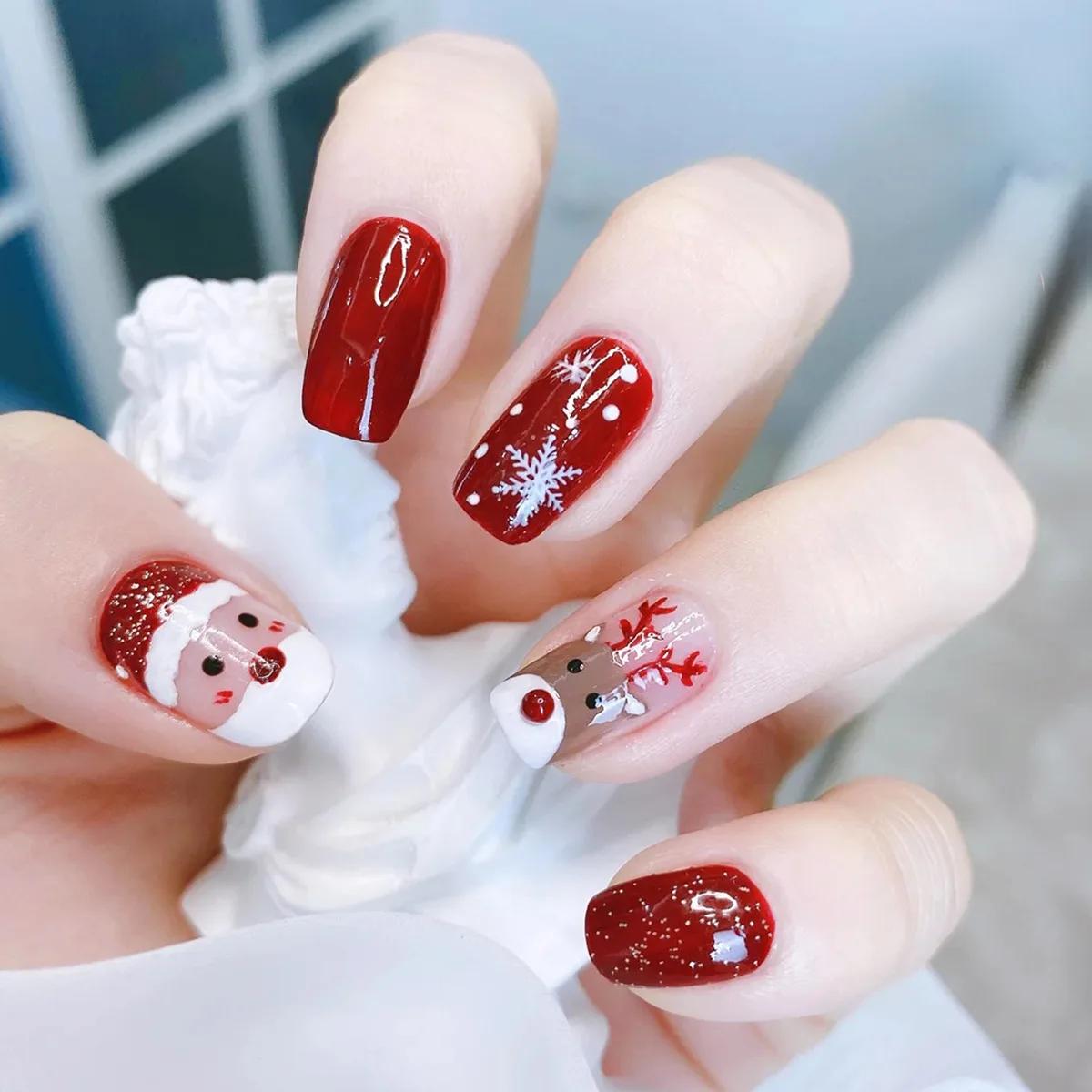 24Pcs Christmas New Cute Short False Nails Tips Snowman Elk Pattern Design Wearable Fake Nails Press On Nail Art
24Pcs Christmas New Cute Short False Nails Tips Snowman Elk Pattern Design Wearable Fake Nails Press On Nail Art